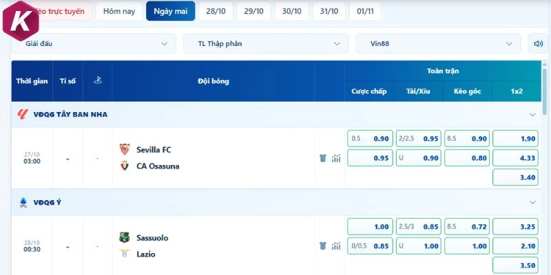 Nhận định kèo bóng Sevilla vs Osasuna